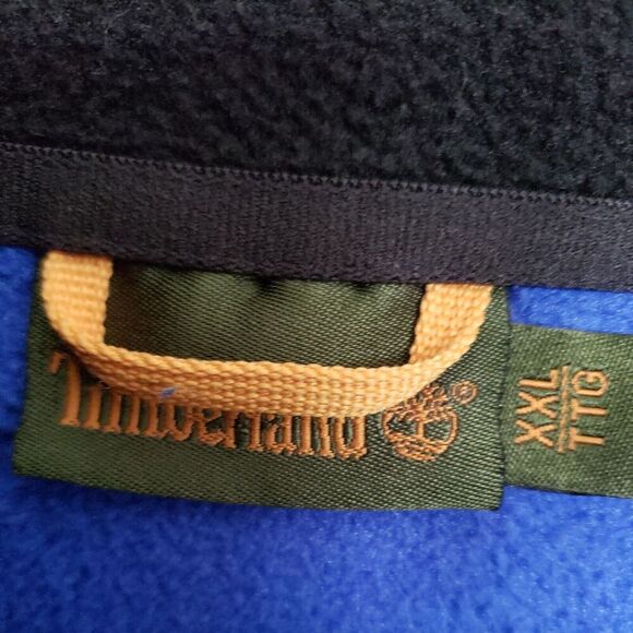 Timberland Fleece Jacket Men's 2XL Blue Black Trim Full Zip Front Athleisure - Picture 10 of 10